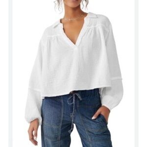 FREE PEOPLE WOMENS YUCCA DOUBLE CLOTH TOP SIZE S